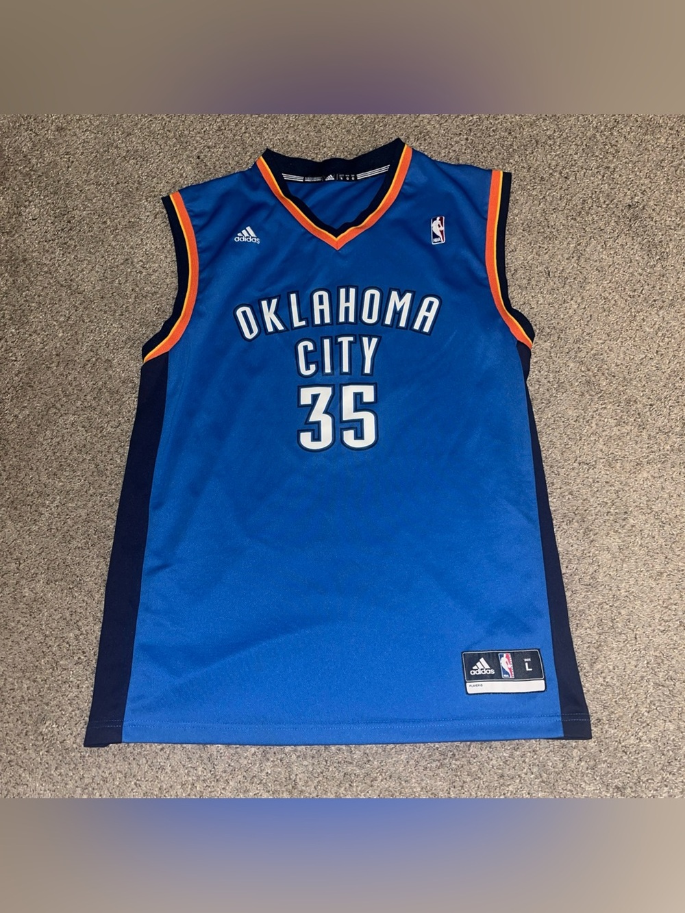 Kevin Durant Oklahoma City Thunder Jersey Large Blue NBA Basketball #35 Adidas
